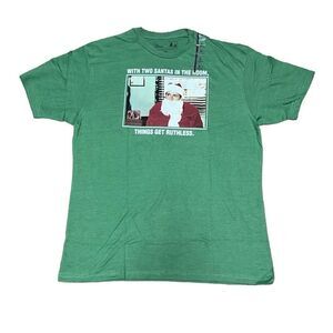 The Office Mens XL Green Two Santas Michael Christmas Holiday Graphic TShirt NEW